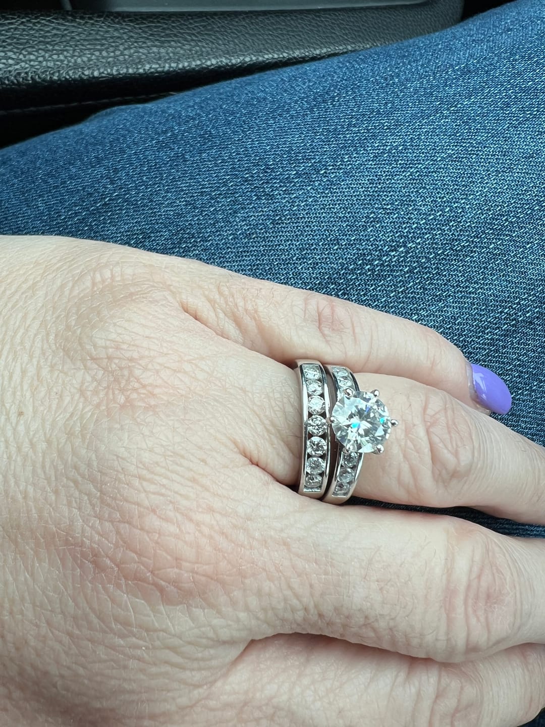 Customer photo review of Round Cut Moissanite Channel Set Engagement Ring