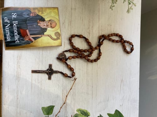 Customer photo review of FREE St. Benedict Copper Finish Cord Rosary