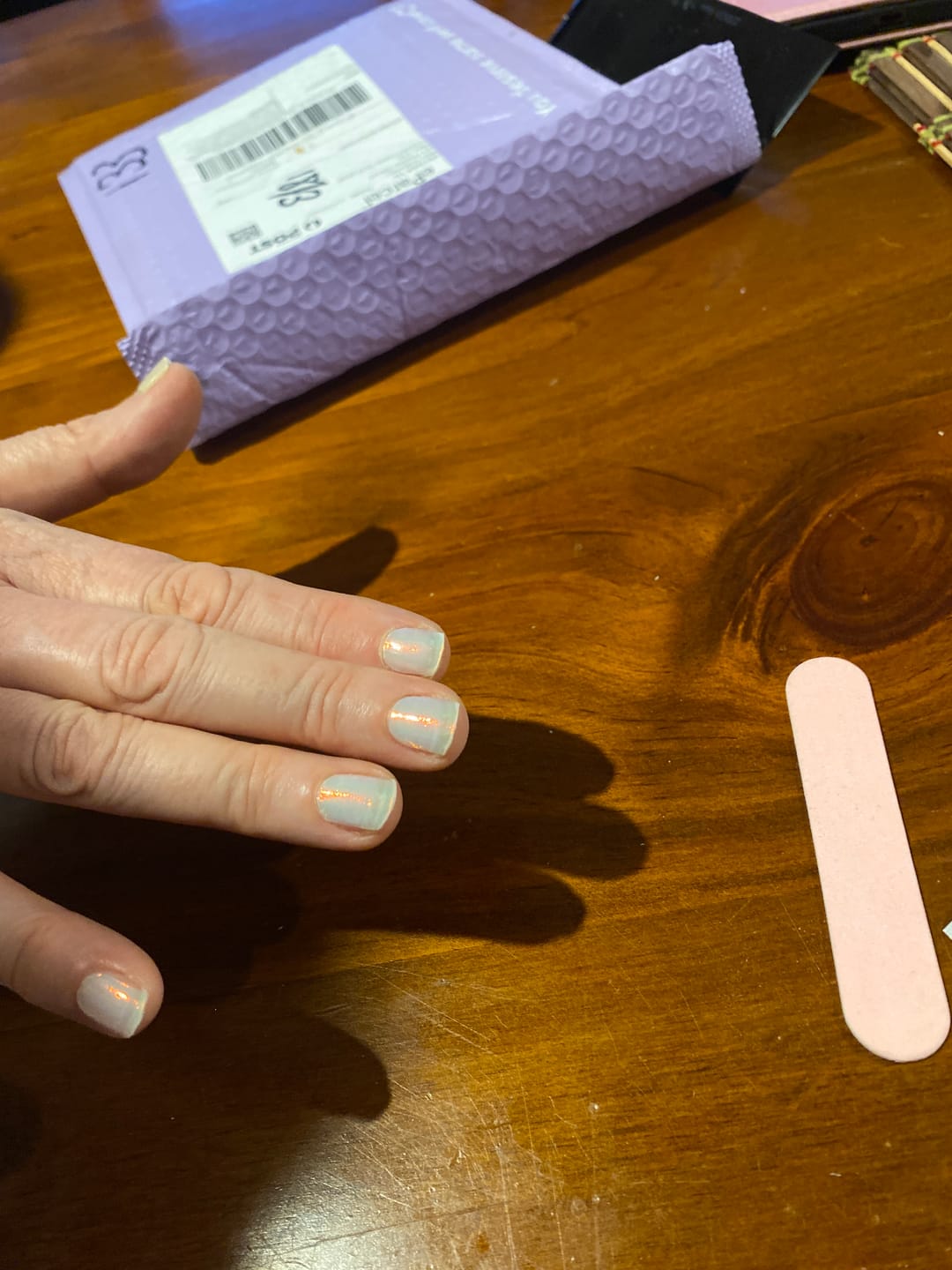 Customer photo review of Crystal Clear DIY Semicured Gel Nail Sticker Kit (STOP NAIL BITING & GROW BRITTLE NAILS)
