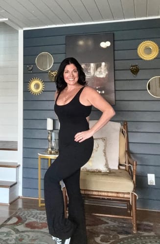 Customer photo review of Elodie V-Back Flared Jumpsuit