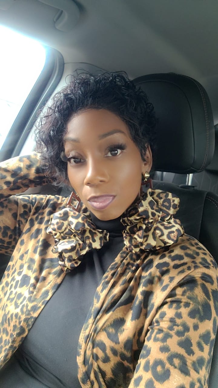 Customer photo review of Nonso Square top flower petal earrings