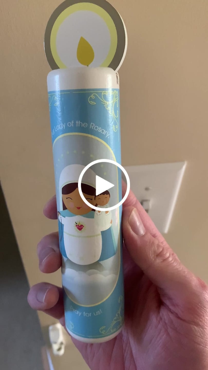Customer video review of Our Lady of the Rosary (Hail Mary) Wooden Prayer Candle