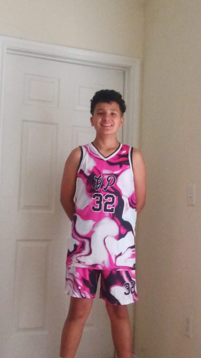 Customer photo review of Custom Black White-Pink Pattern Tie Dye Sports Uniform Basketball Jersey