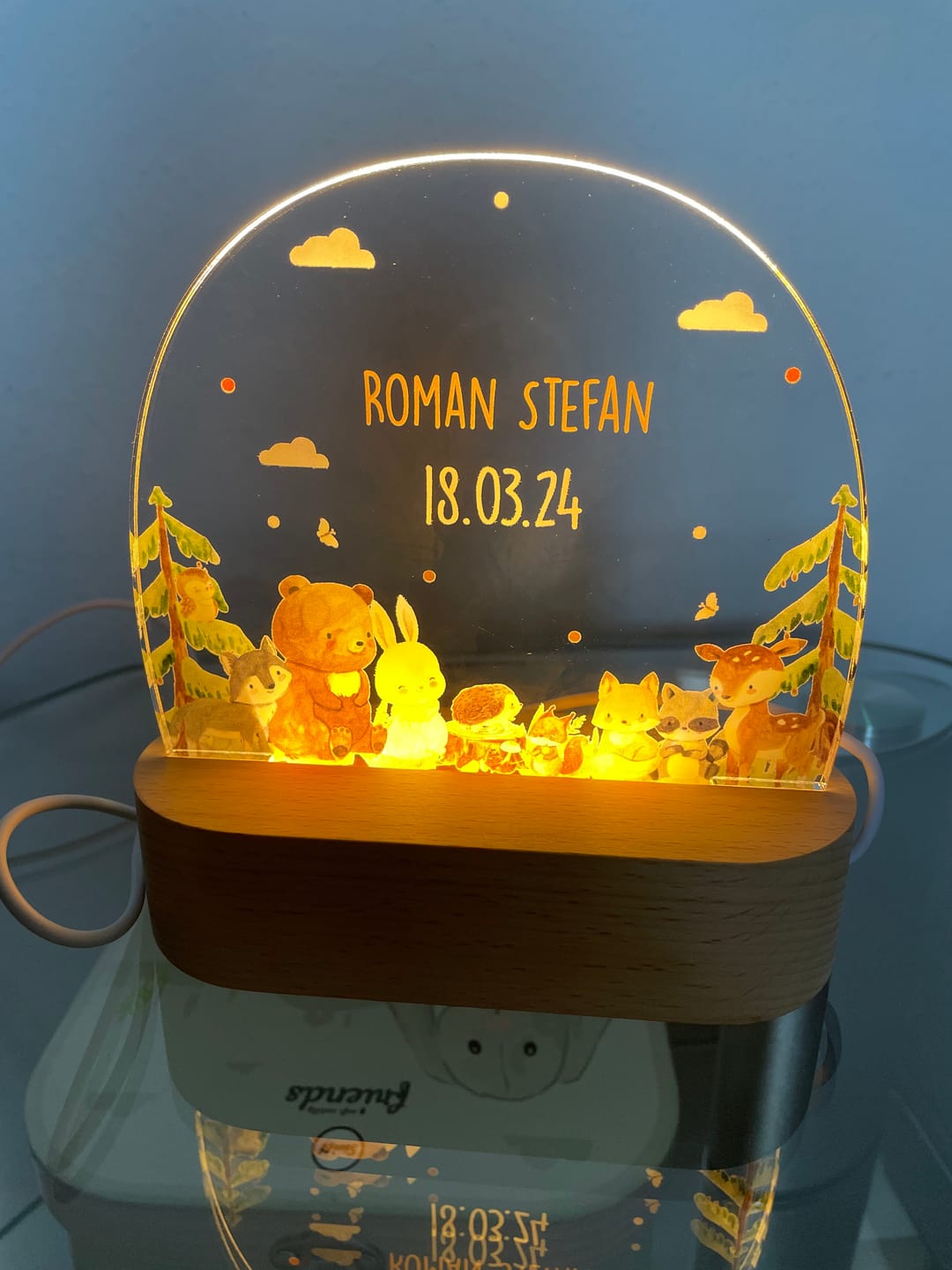 Customer photo review of Personalisierte Nachtlampe für Kinder - Waldtiere - Name und Geburtsdatum