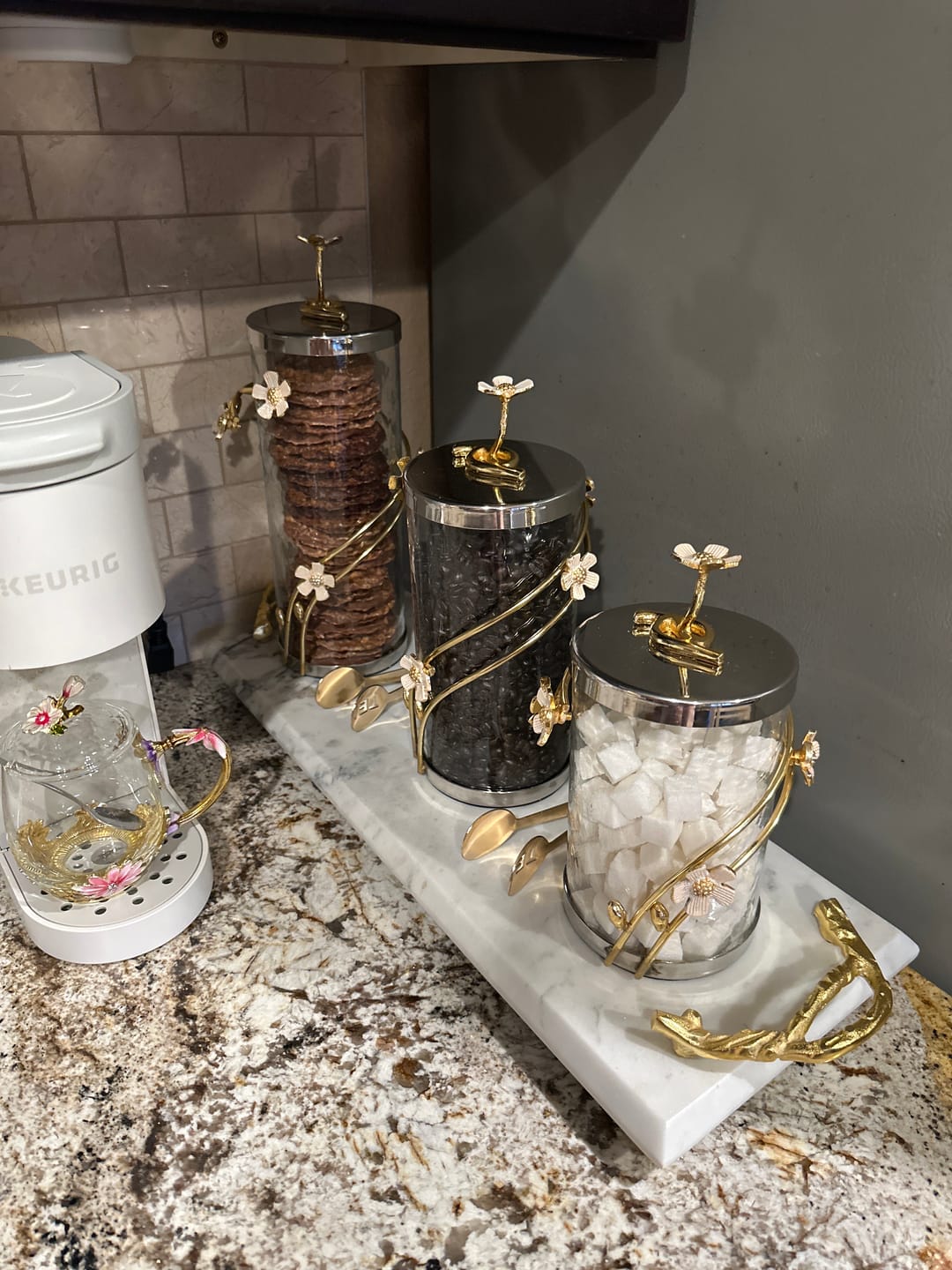 Customer photo review of Glass Canister With gold Enamel Cherry Blossom Design (3 Sizes)