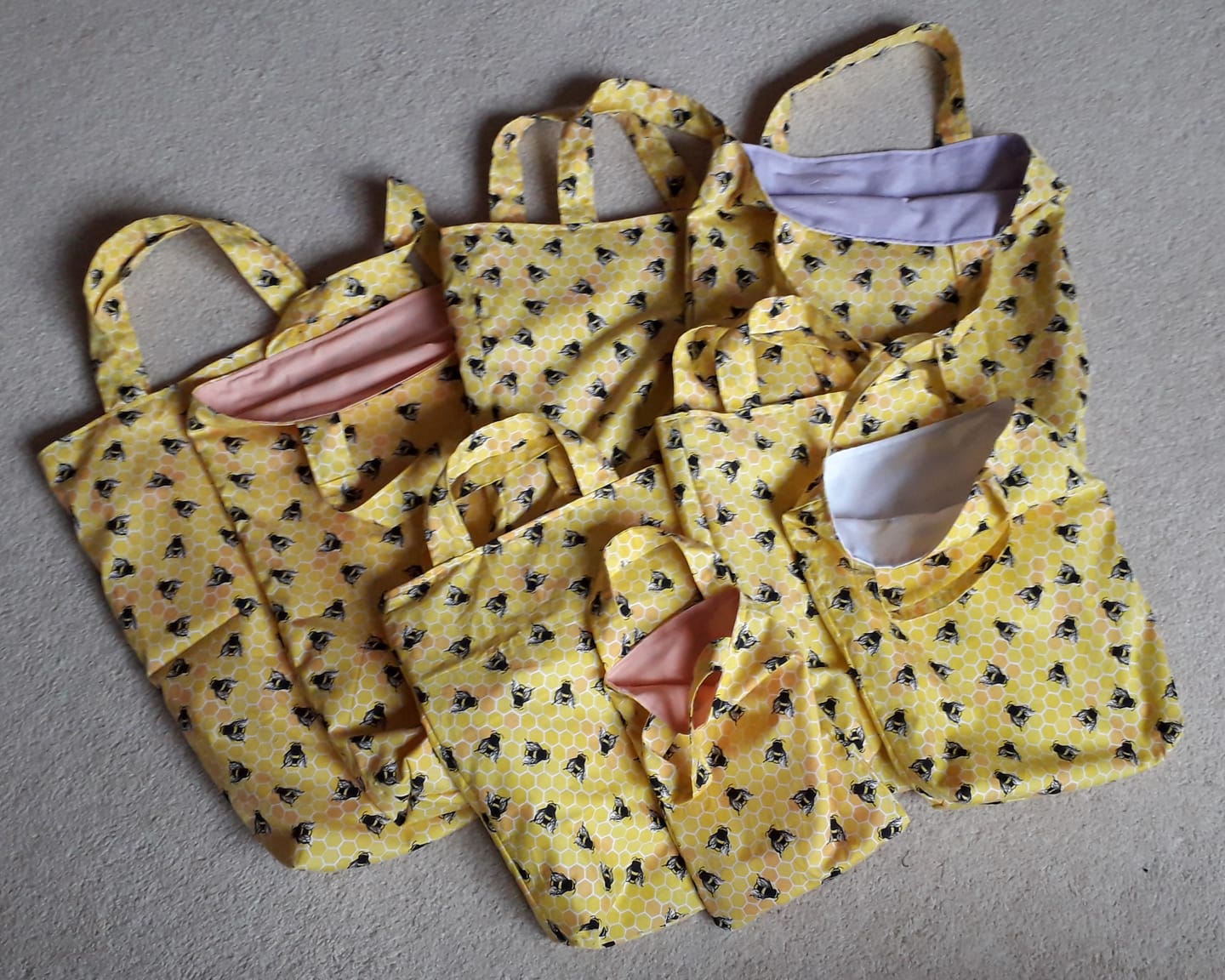 Customer photo review of Bees on Honeycomb Rose & Hubble Cotton Poplin Fabric