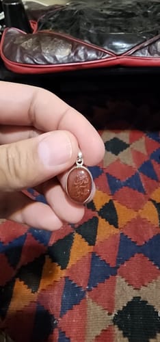 Customer photo review of Yemeni Aqeeq Sterling Silver Gemstone Pendant | Engraved Naad-E-Ali