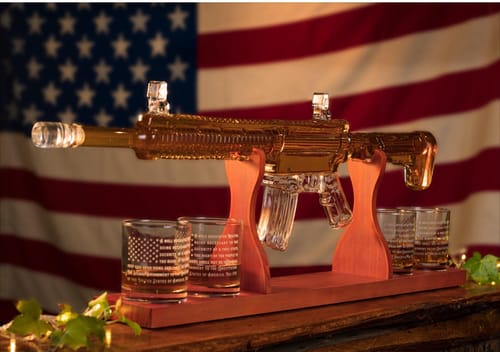 Customer photo review of AR-15 Glass Decanter with Constitution Whiskey Glasses
