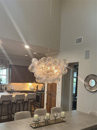 Customer photo review of Modern Cluster Glass Globe Bubble Chandelier