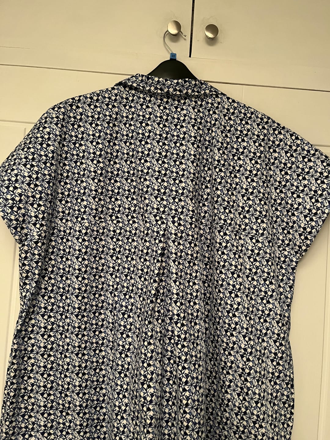 Customer photo review of Abstract Blue Tiles Cotton Sateen Fabric