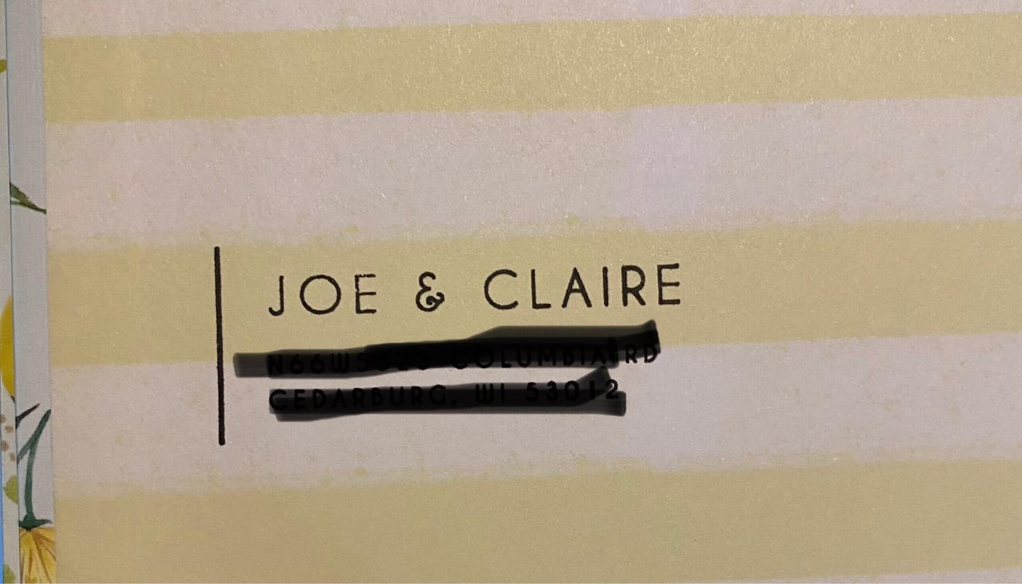 Customer photo review of Modern return address stamp