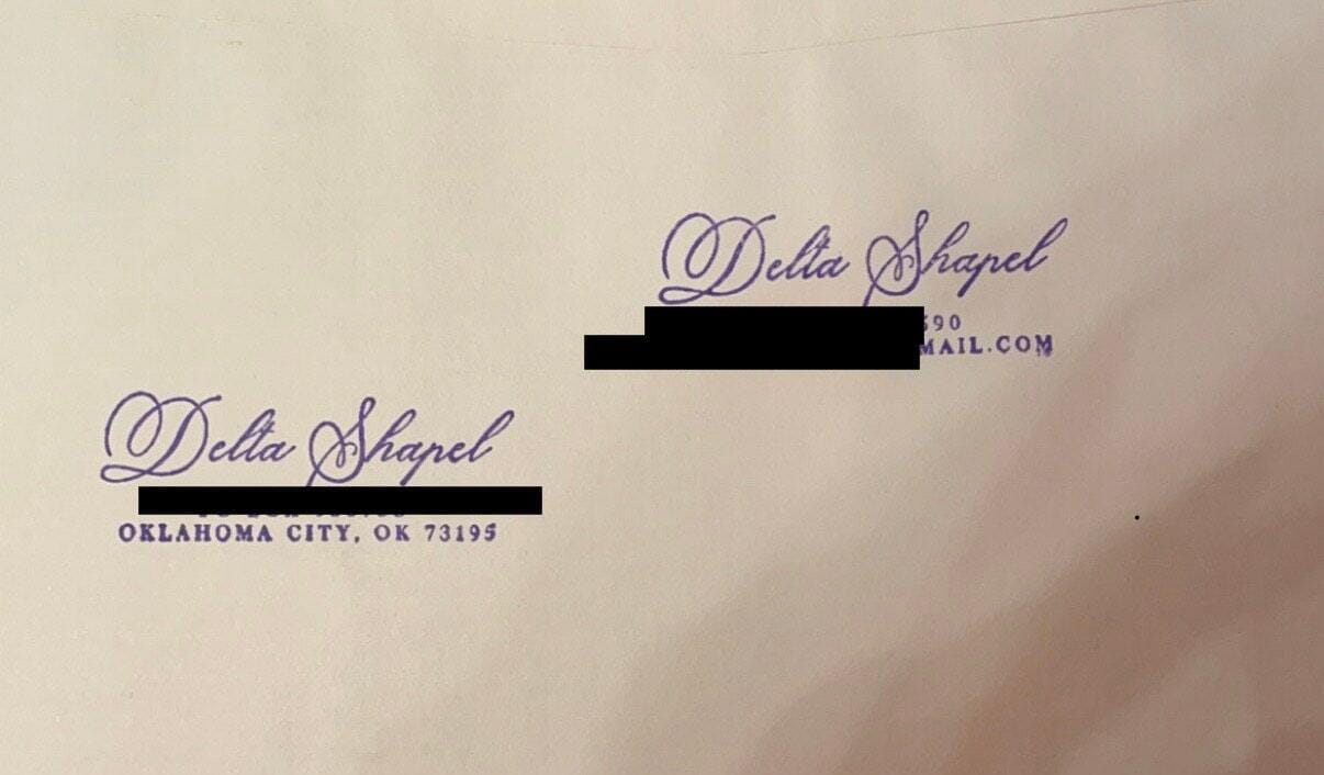 Customer photo review of Elegant return address stamp