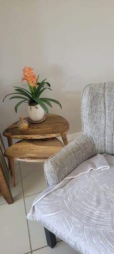 Customer photo review of Solid Walnut Nesting Table Set of 3 - Ercol Style Rustic Nesting Table
