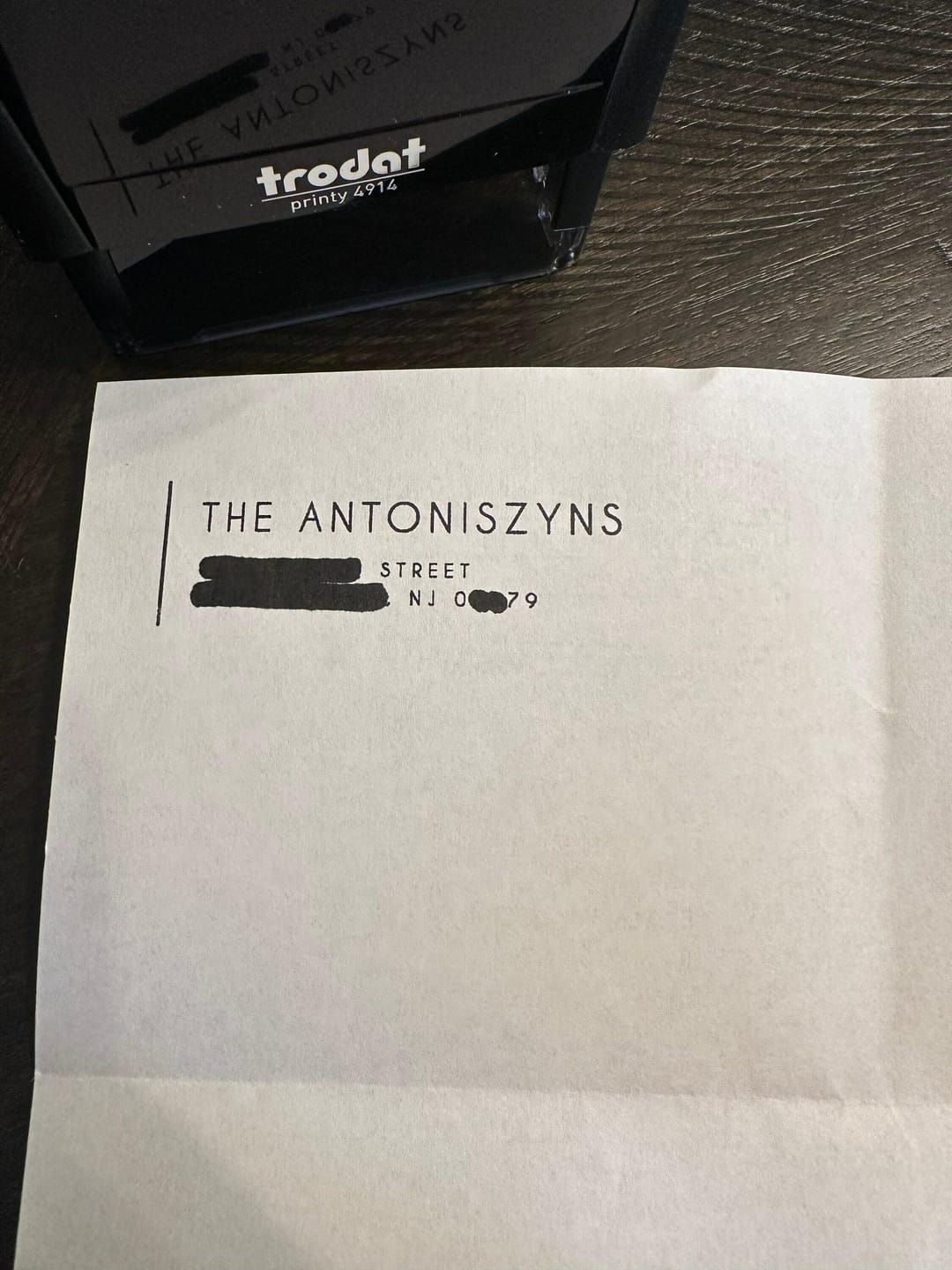 Customer photo review of Modern return address stamp