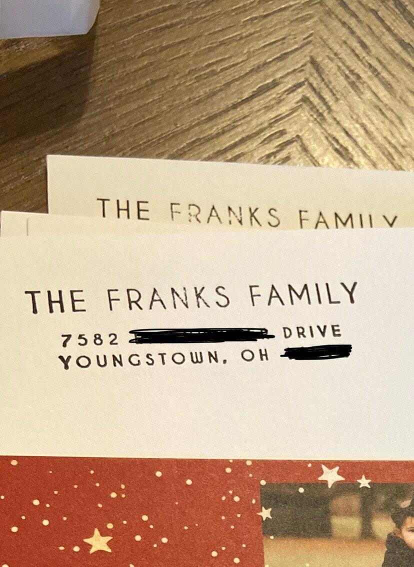 Customer photo review of Modern return address stamp