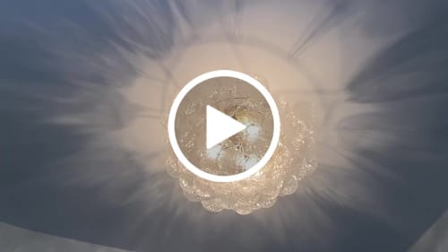 Customer video review of 3-Light Brass Sculpture Glass Globe Bubble Semi Flush Chandelier