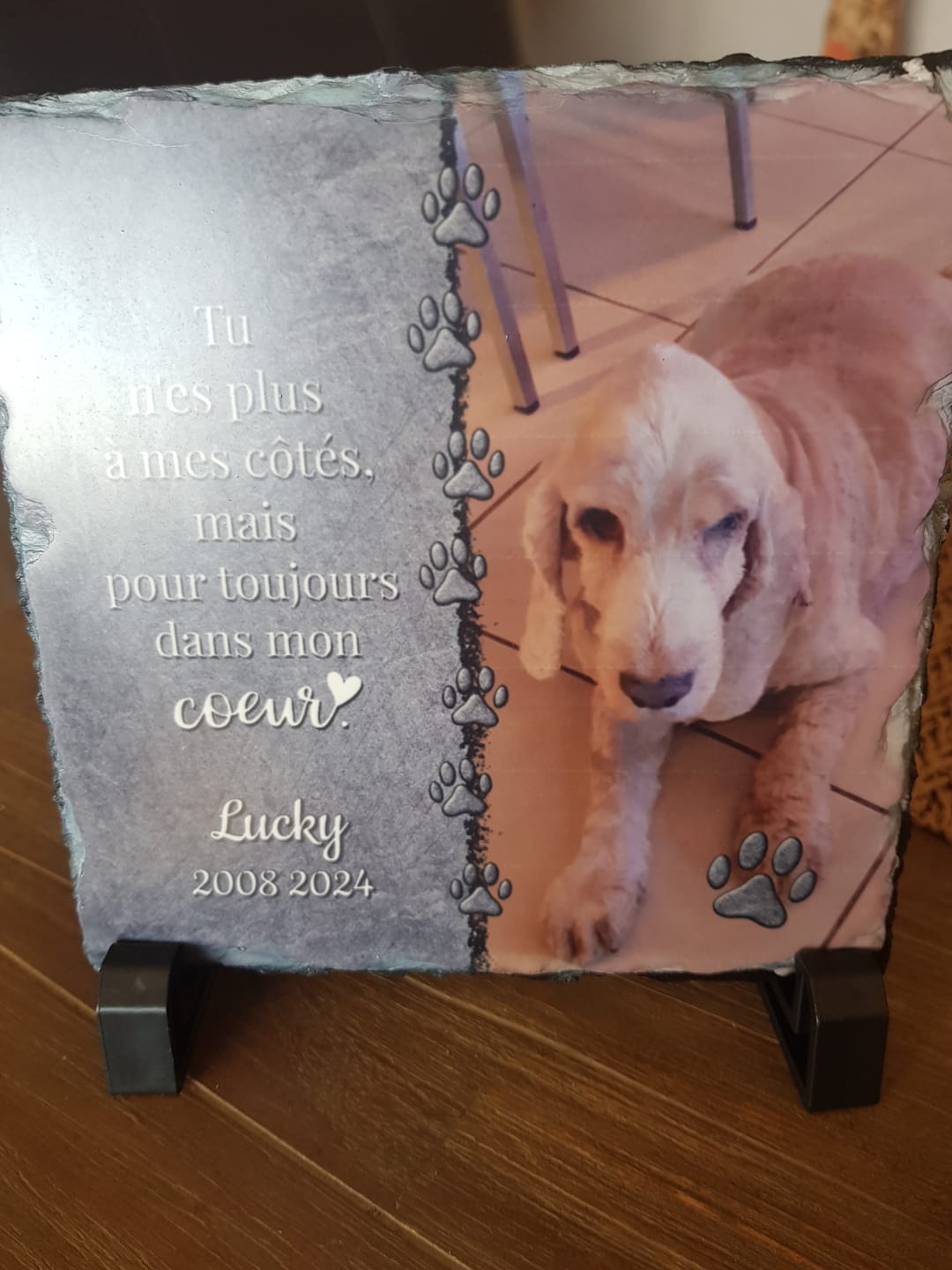 Customer photo review of Toujours dans mon cœur - Plaque d'ardoise personnalisée