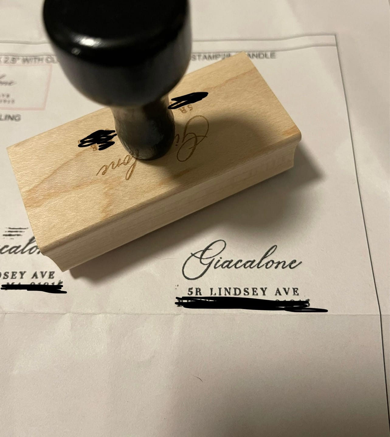 Customer photo review of Elegant return address stamp