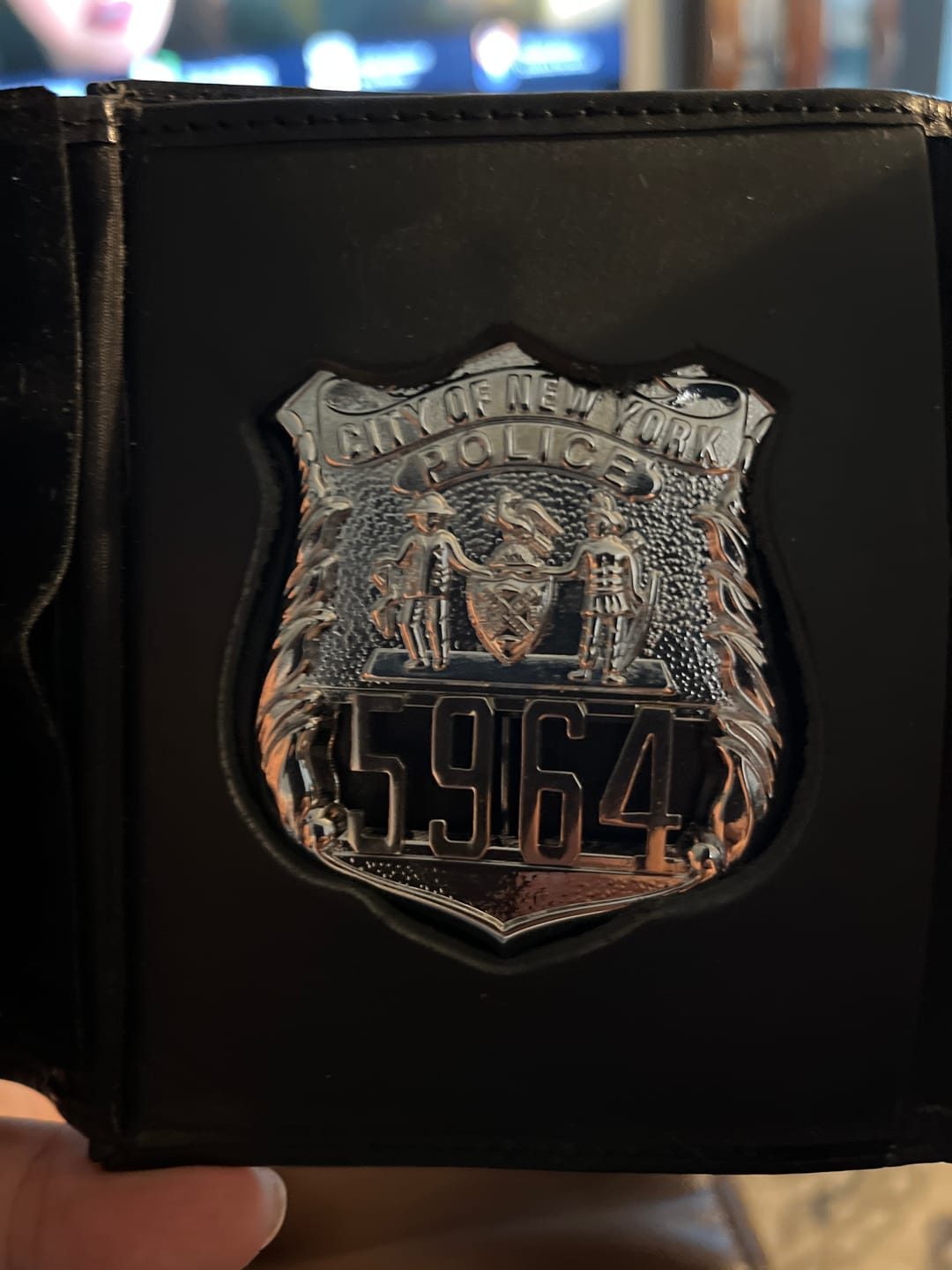 Customer photo review of NY New York Police Officer Badge Replica Movie Props *Customizable Badge Number*