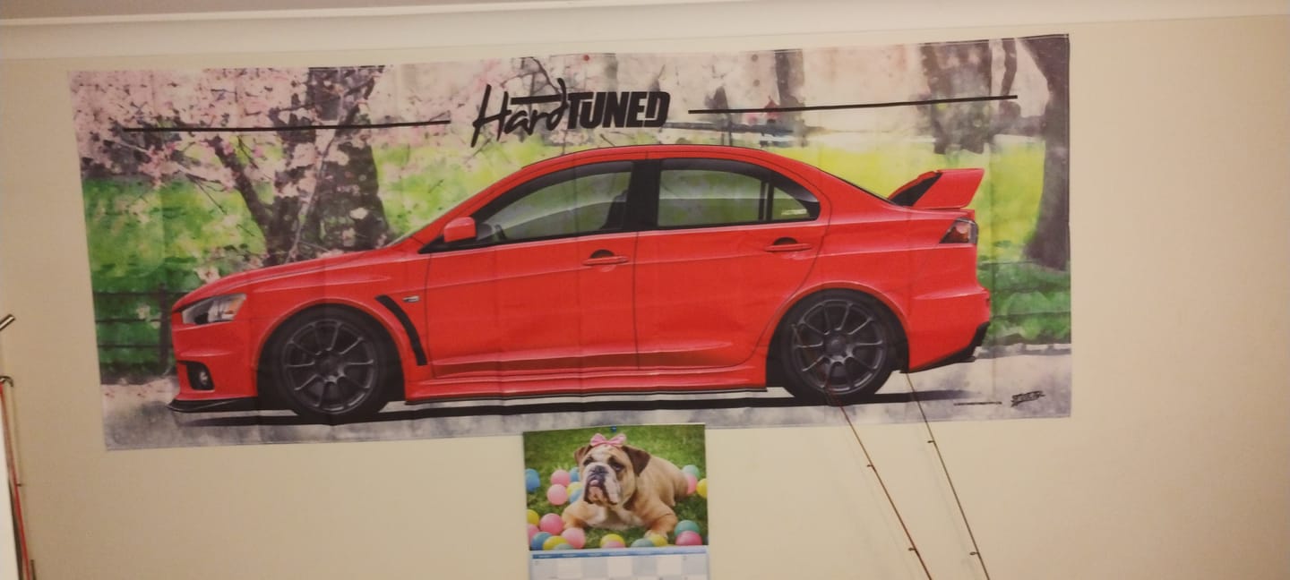 Customer photo review of Mitsubishi Evolution 10 Garage Flag