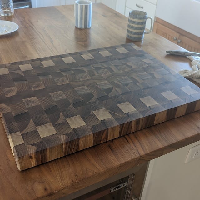 Customer photo review of Personalized Double-sided Walnut  End Grain Cutting Board
