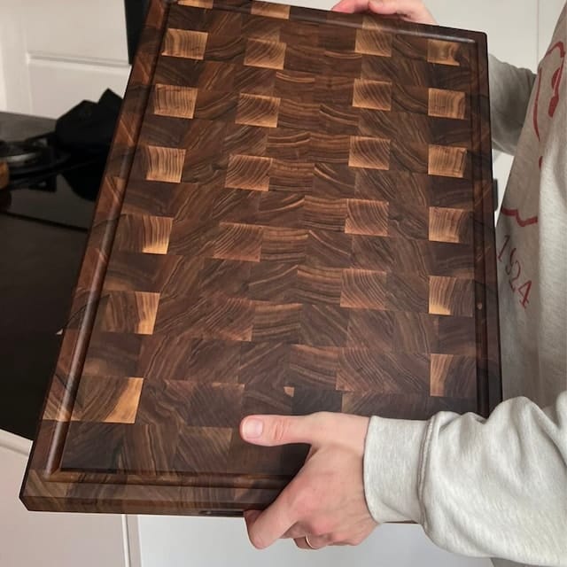 Customer photo review of Personalized Double-sided Walnut  End Grain Cutting Board