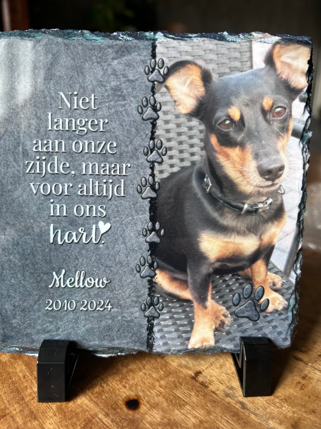 Customer photo review of Voor altijd in het hart - Gepersonaliseerde leisteen
