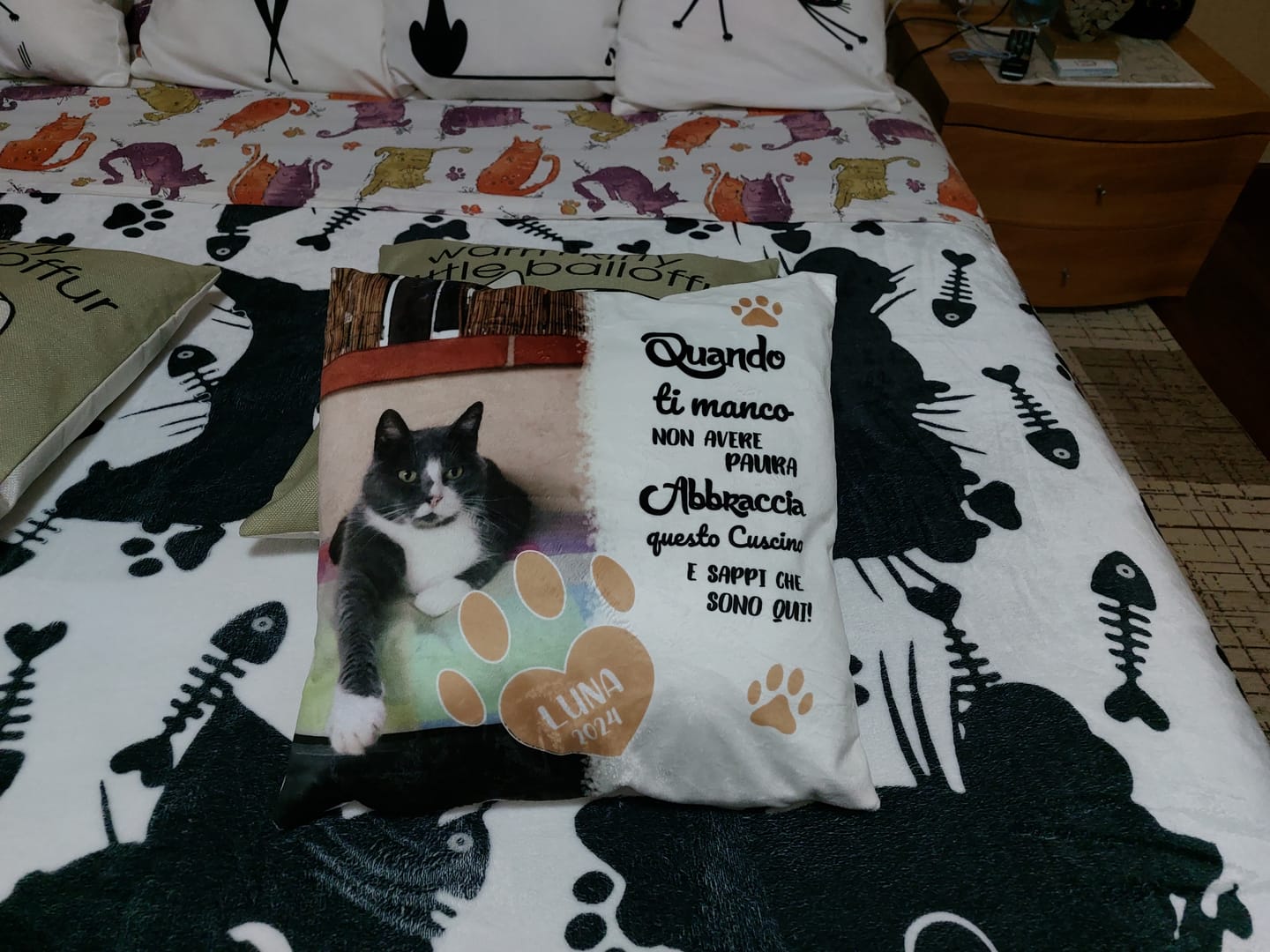 Customer photo review of Quando ti manco - Cuscino personalizzato