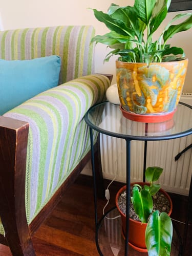 Customer photo review of Mesa Lateral circular dos niveles GLASS