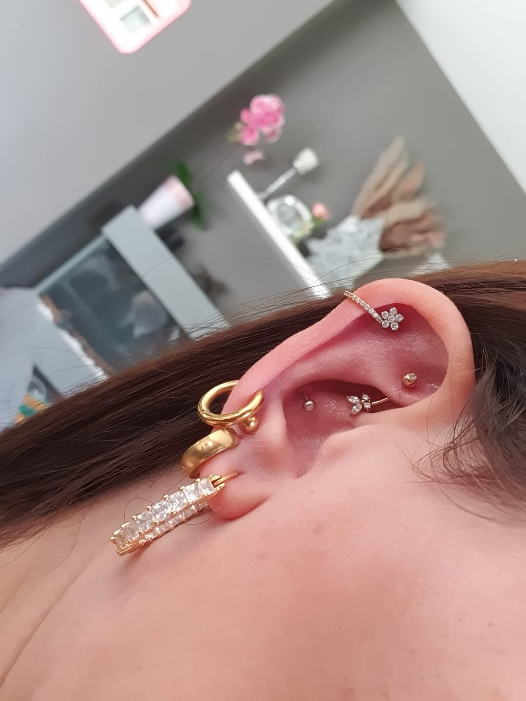 Customer photo review of Butterfly Rook Piercing | Chirurgenstahl