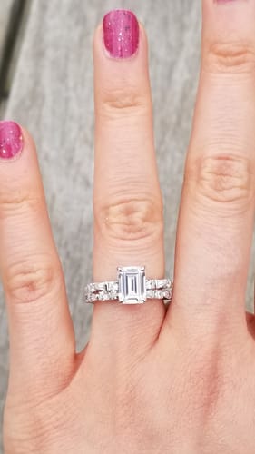 Customer photo review of Solitaire Art Deco 1.7ct Emerald Cut CZ Ring in Sterling Silver