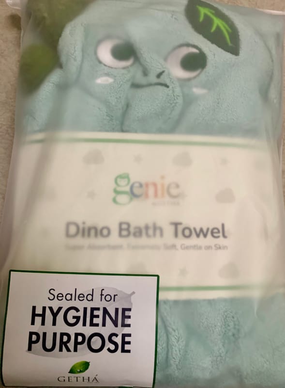 Customer photo review of Genie Dino Bath Towel