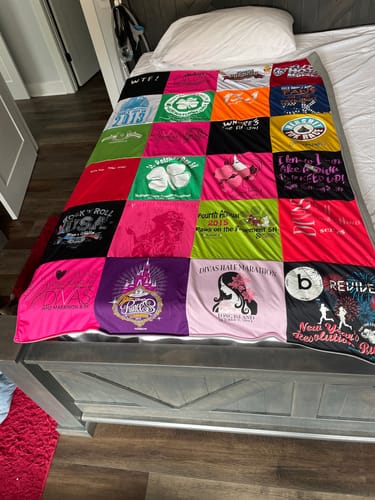T-shirt quilt with music, dance themes by Dawn from WV
