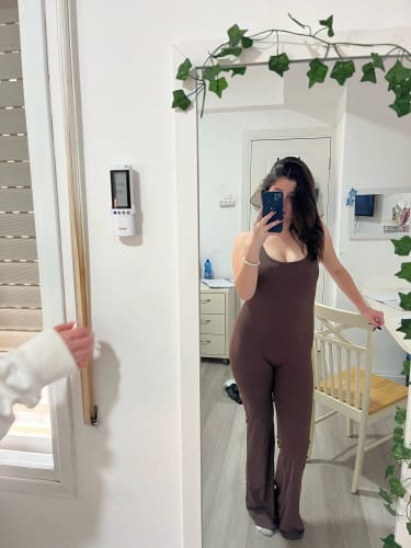 Customer photo review of Elodie V-Back Flared Jumpsuit