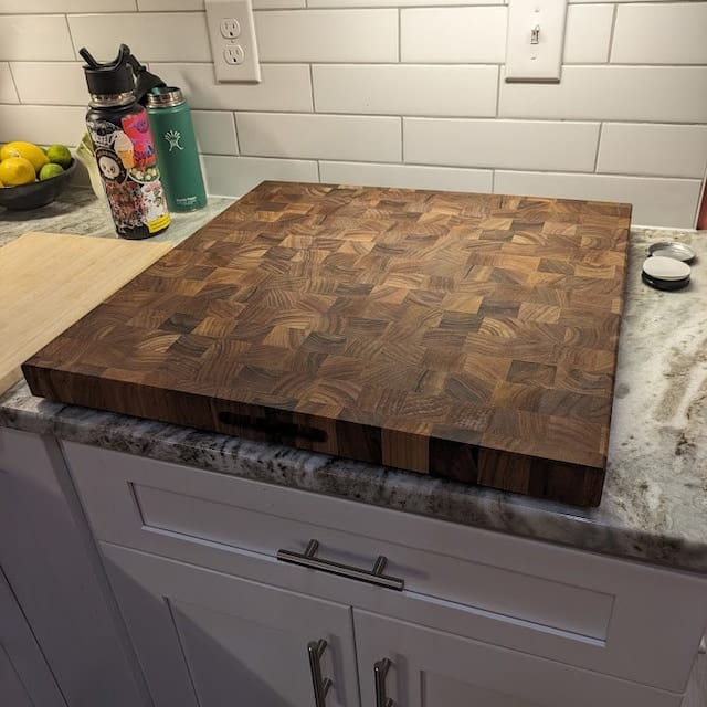 Customer photo review of Personalized Double-sided Walnut  End Grain Cutting Board