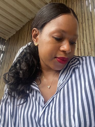 Customer photo review of Vera (V) Studs - GOLD