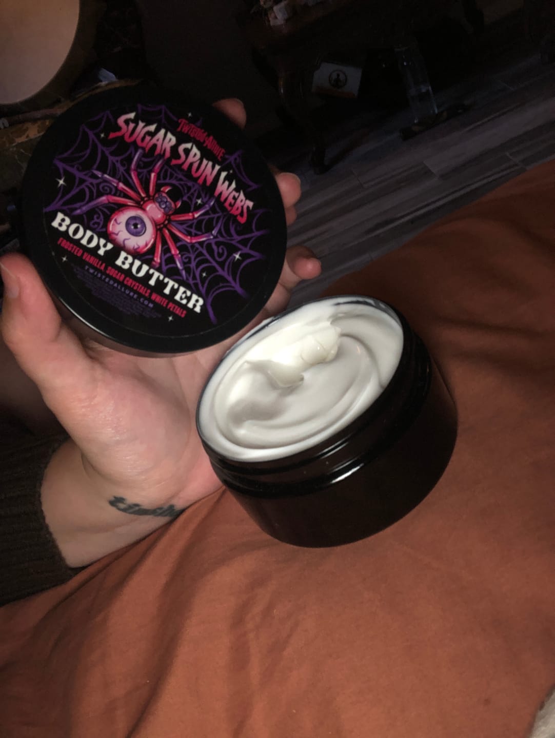 Customer photo review of Sugar Spun Webs Body Butter