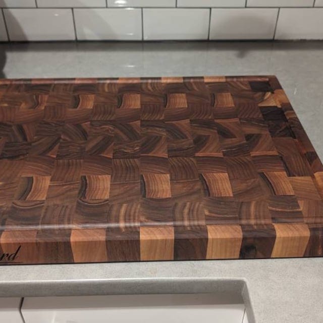Customer photo review of Personalized Double-sided Walnut  End Grain Cutting Board