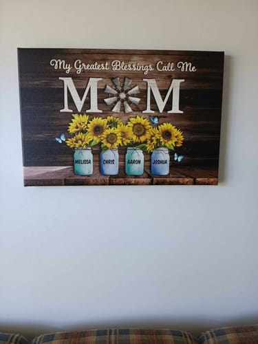 Customer photo review of My Greatest Blessings Call Me Mom Custom Names Canvas