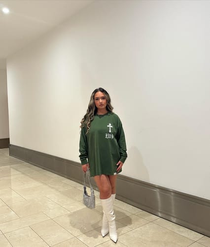 Customer photo review of Green Long Sleeve Rebel Cross