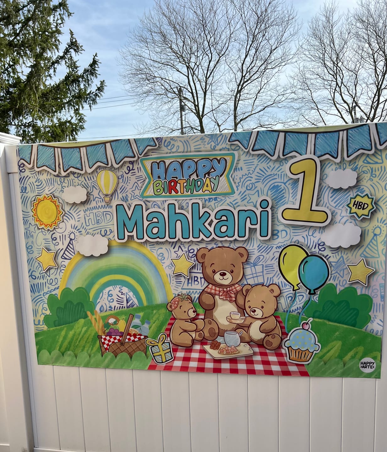 Customer photo review of Personalized Party Banner Picnic Bear