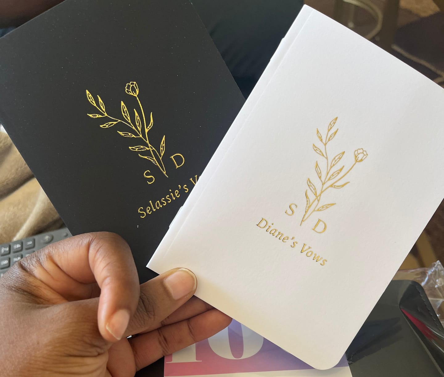 Customer photo review of Monogram Bouquet Wedding Vow Books