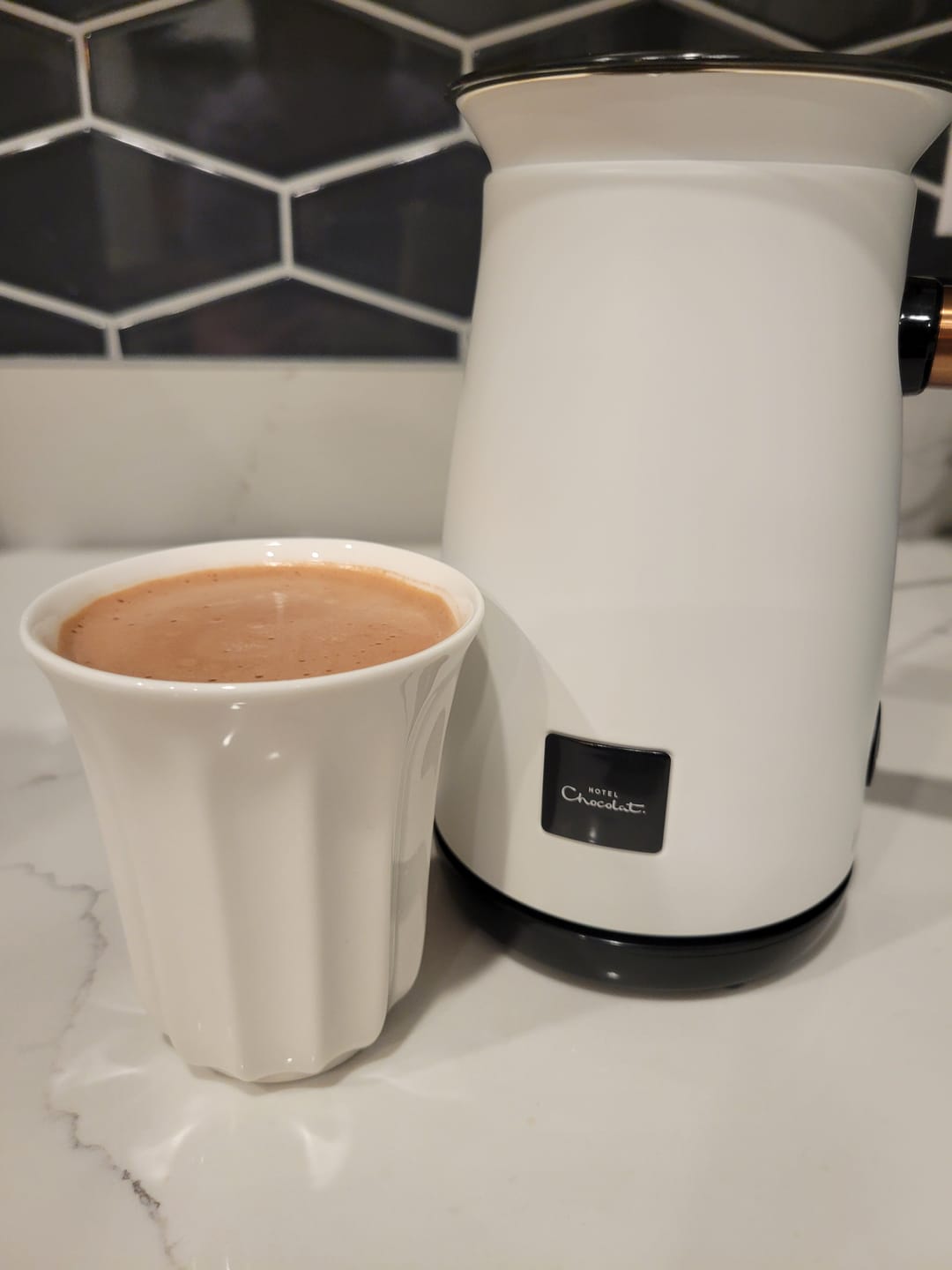 Customer photo review of Dark 85% Hot Chocolate Flakes