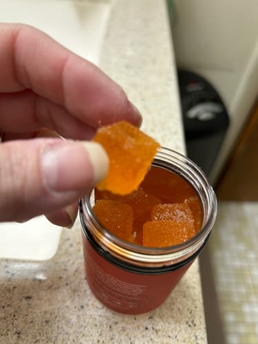 Customer photo review of Delta 9 THC Gummies Vegan Orange 300mg