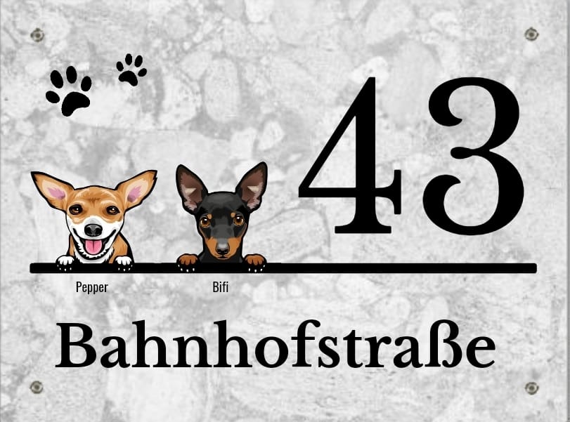 Customer photo review of Hausnummer mit Marmoroptik - Individuelles Türschild