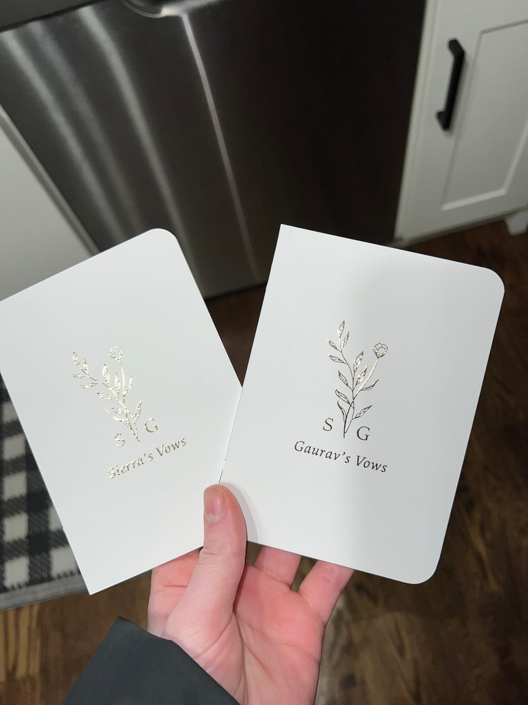 Customer photo review of Monogram Bouquet Wedding Vow Books