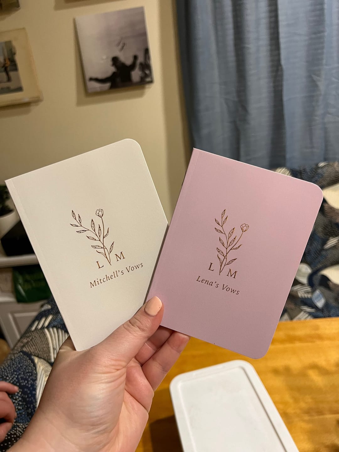 Customer photo review of Monogram Bouquet Wedding Vow Books