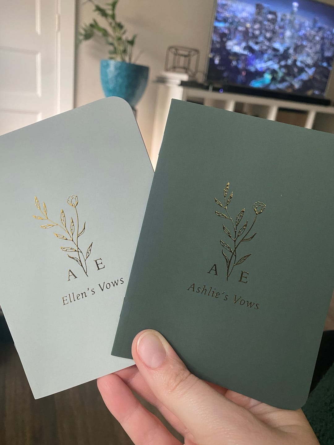 Customer photo review of Monogram Bouquet Wedding Vow Books