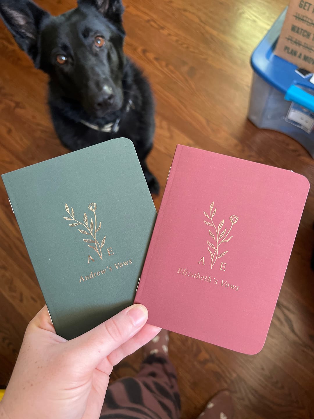 Customer photo review of Monogram Bouquet Wedding Vow Books