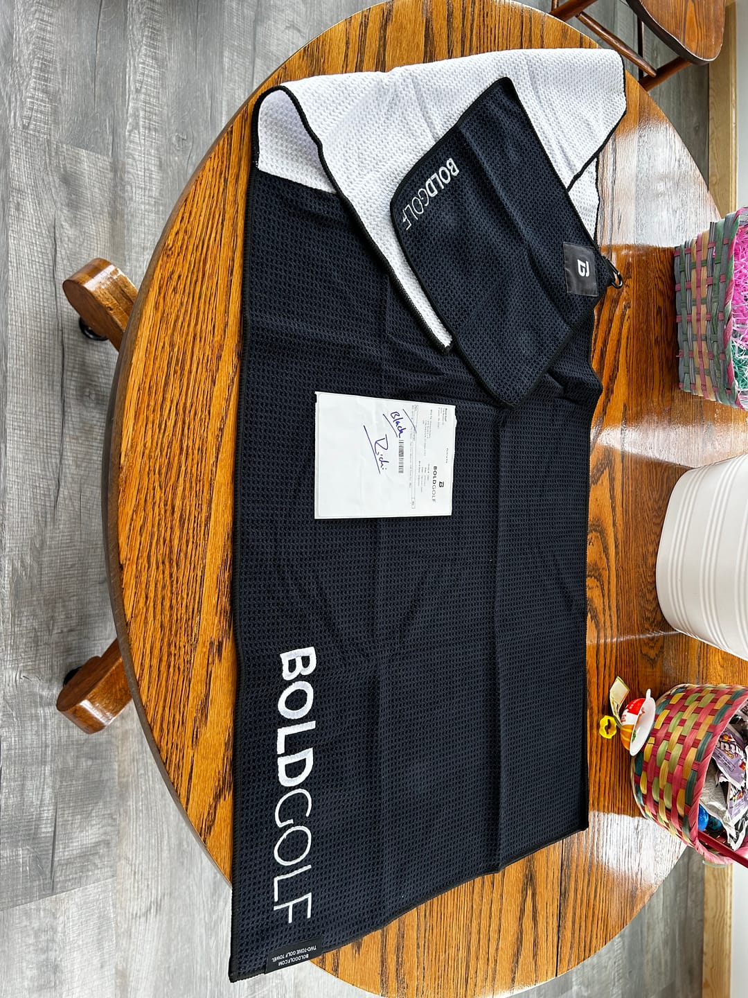 Customer photo review of The Classic - Two-Tone Magnetic Golf Towel Set